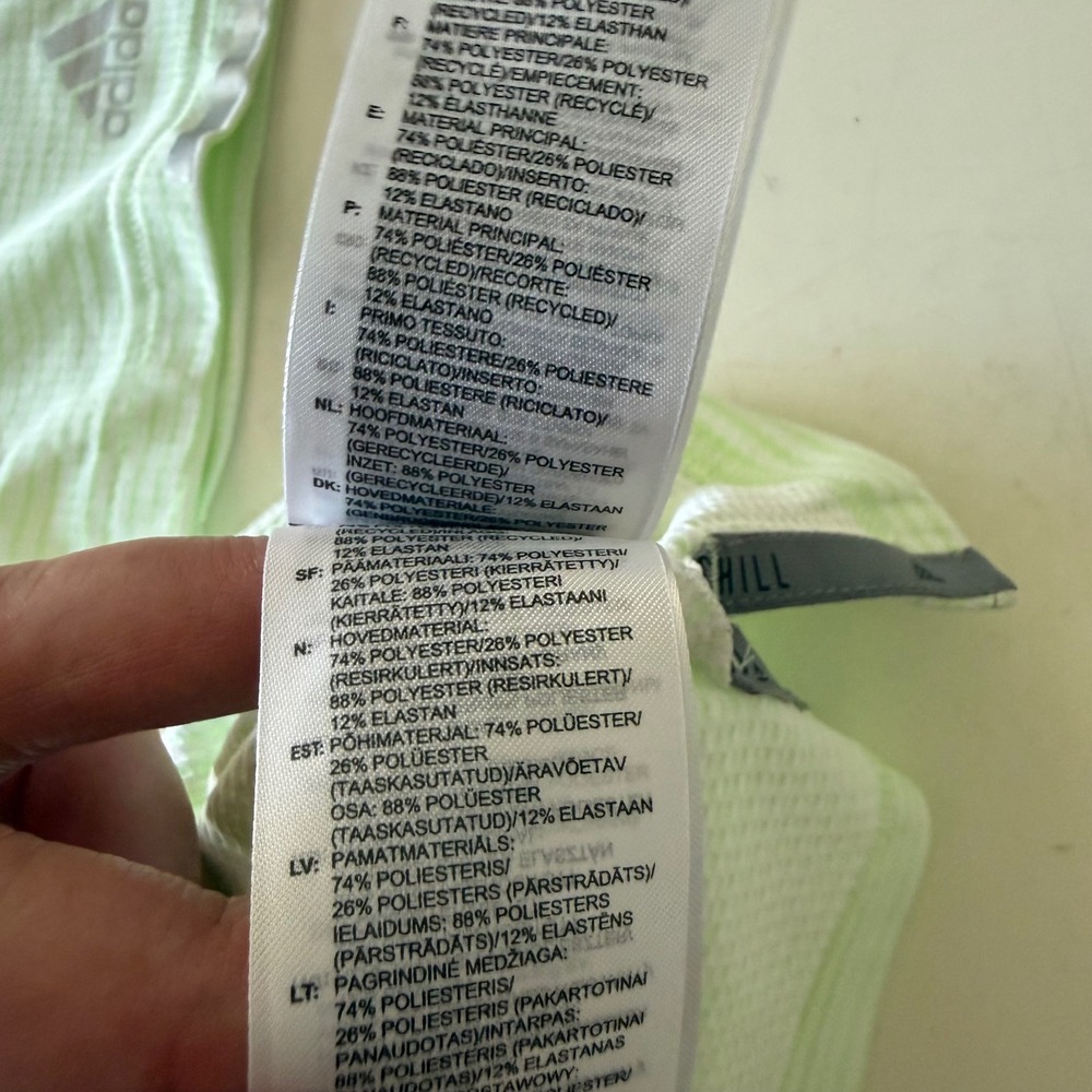 Adidas Climachill Polo Shirt Mens Medium Green Striped Venetian Resort Las Vegas - Picture 8 of 8